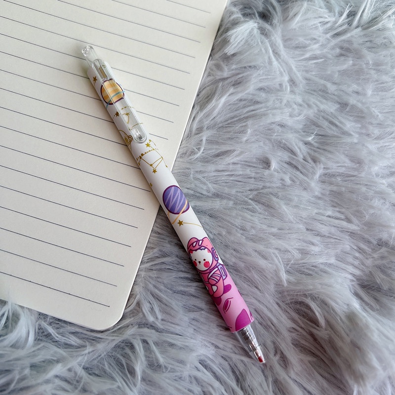 Bộ 6 Bút Mực Đen Dạng Nhấn Hình Chú Gấu Dễ Thương Cho Học Sinh Nữ