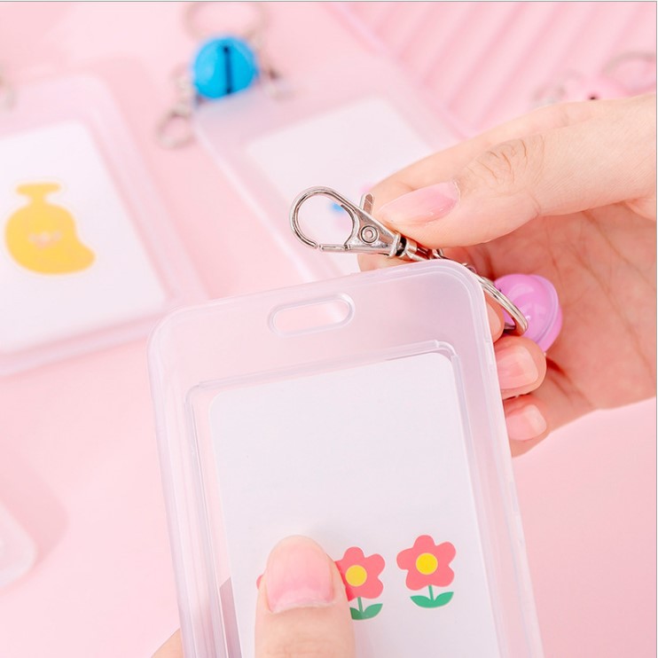 Thẻ tên học sinh, sinh viên trong suốt có móc khóa chuông (TTS05)