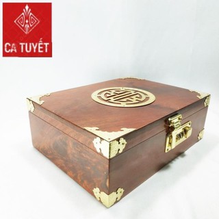 [FREESHIP] Hộp đựng đồ trang sức, con dấu gỗ hương mặt chữ thọ khóa số