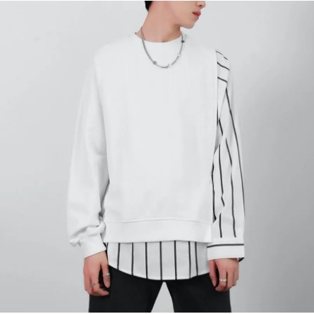 Áo Sweater Mỏng Cổ Tròn Giả Nhiều Lớp Cá Tính Cho Nam Cỡ S-3xl