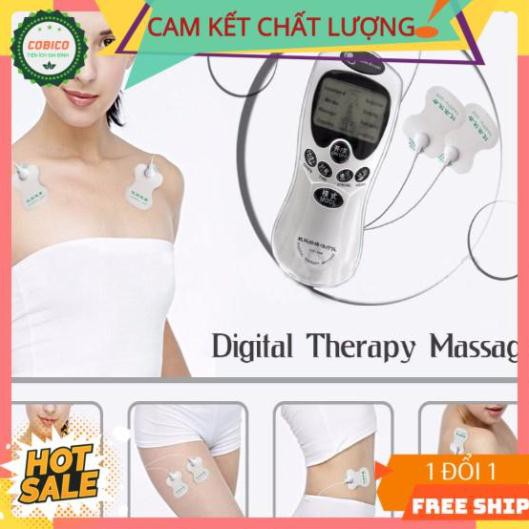 Máy massage xung điện 4 miếng dán vật lý trị liệu mát xa châm cứu bấm huyệt cầm tay lưng cổ vai gáy