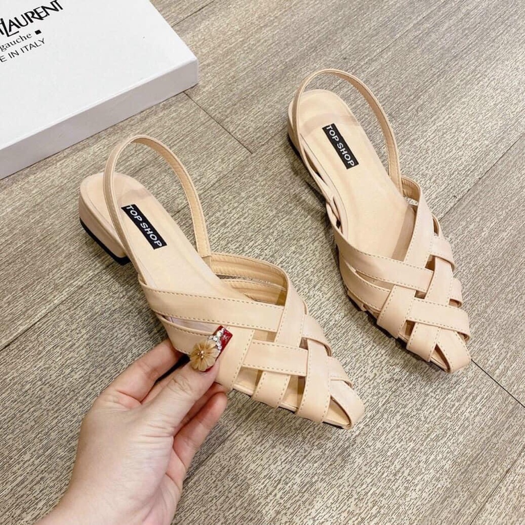 Sandal nữ mũi nhọn quai đan kiểu rọ đơn giản đi học,đi chơi MSPRO
