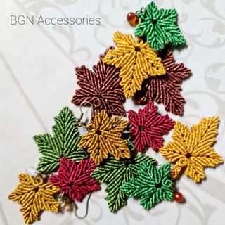 Hoa tai handmade hình lá phong