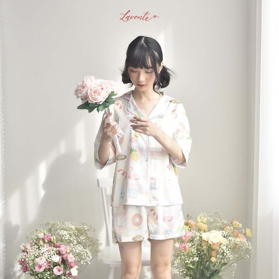 Bộ Ngủ Đáng Yêu Lavonte [MUA 1 TẶNG 1 - Hàng Thiết Kế] Chất liệu Lụa Satin Cao Cấp. | BigBuy360 - bigbuy360.vn