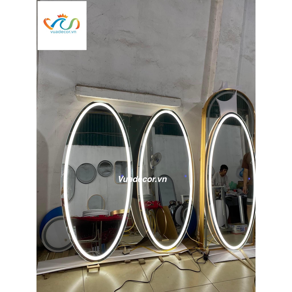 (FREESHIP) Gương toàn thân hình Elip VUADECOR led cảm ứng 80x180cm (Full phụ kiện)