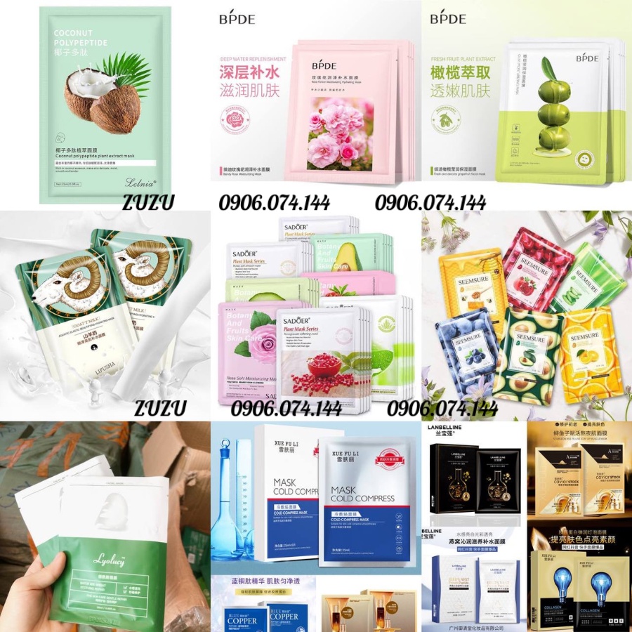 COMBO MASK từ các CHIẾT XUẤT thiên nhiên, mask xuất Nhật Hàn cấp ẩm làm trắng giảm thâm cho da hiệu quả