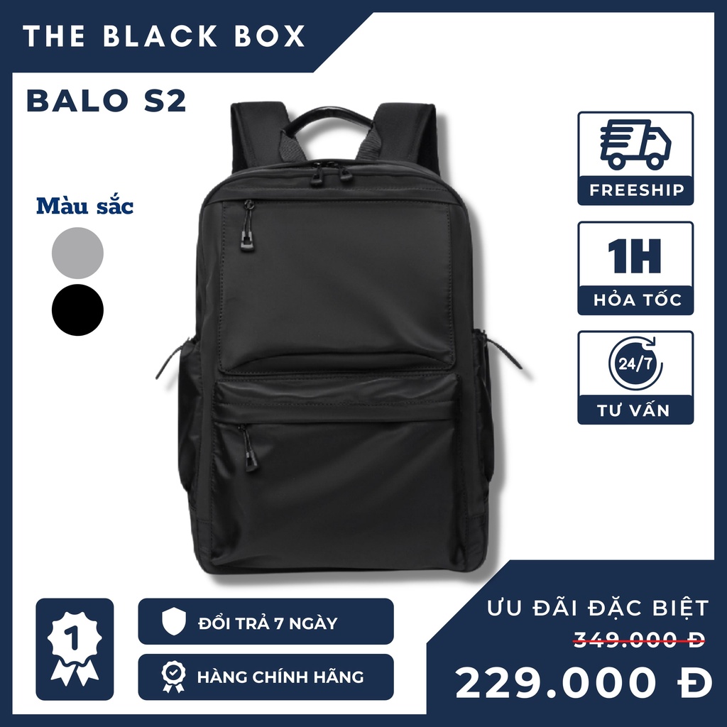 Balo Nam Chống Nước Thời Trang, Balo Đựng Laptop 15,6 Inch Phù Hợp Đi Học, Công Sở - The Black Box