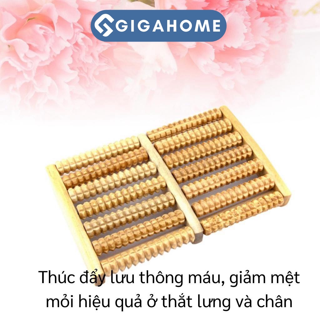 Bàn Lăn Chân Gỗ GIGAHOME Bấm Huyệt, Massage Chân 8 Hàng 9662