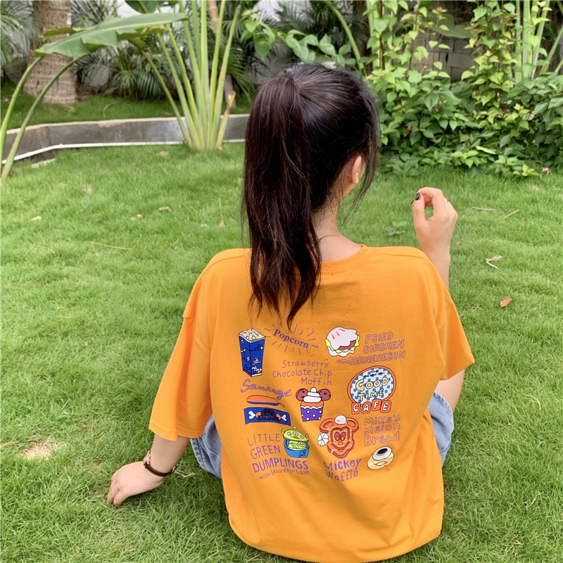 Áo phông rộng in hình bánh ngọt / Áo thun unisex tay lỡ freesize 60Kg 92HOUSE