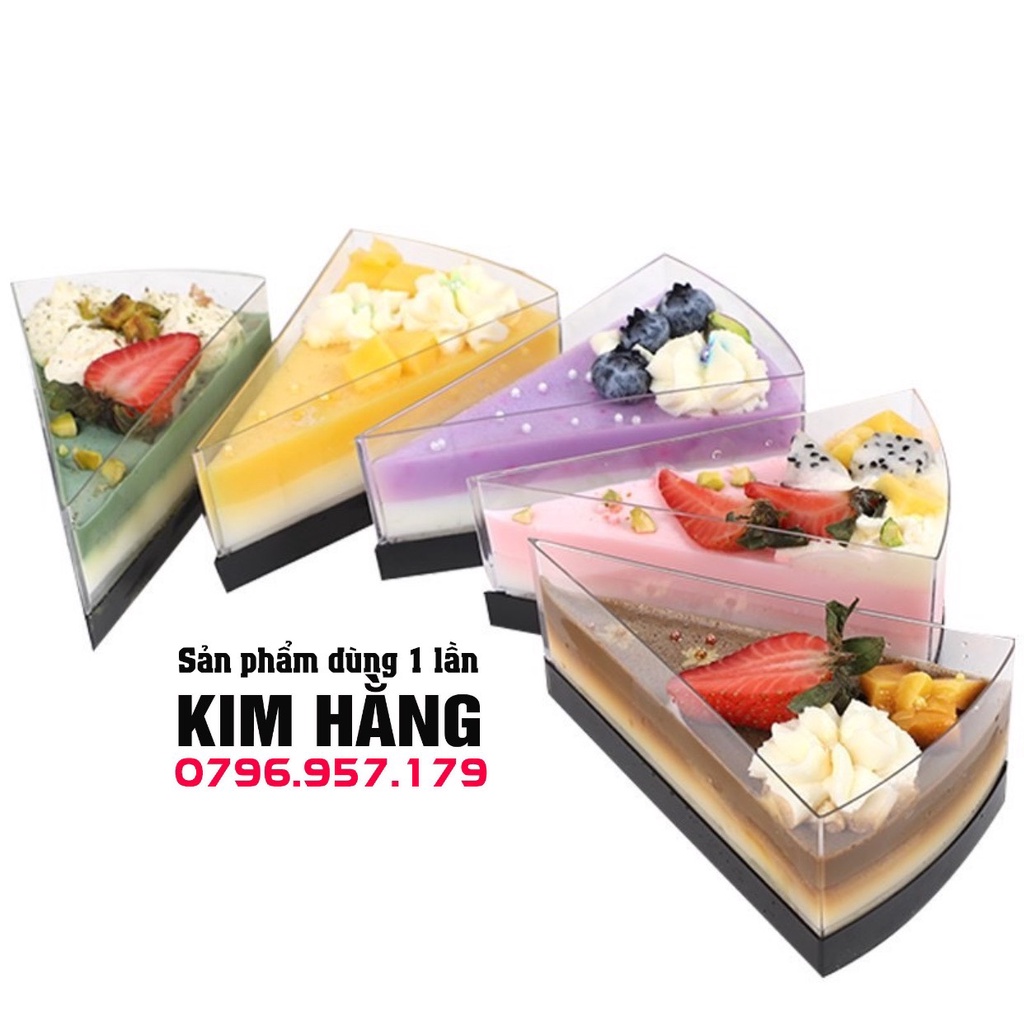 Set 50 hộp tam giác mica đựng bánh lạnh , đựng mousse  , tiramisu,  đựng sữa chua 160ml