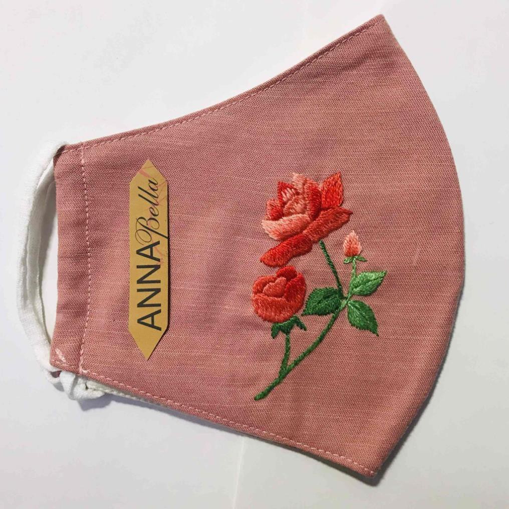 [FREESHIP] Khẩu Trang Vải Linen Thêu Tay mẫu hoa AN14 | BigBuy360 - bigbuy360.vn
