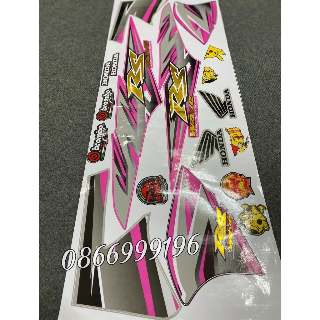 Tem rời Wave Alpha ( CROM RS ) phối màu. Dán cho Wave 50cc/100cc/110cc( Tem 3 lớp chống nước chống bay màu )