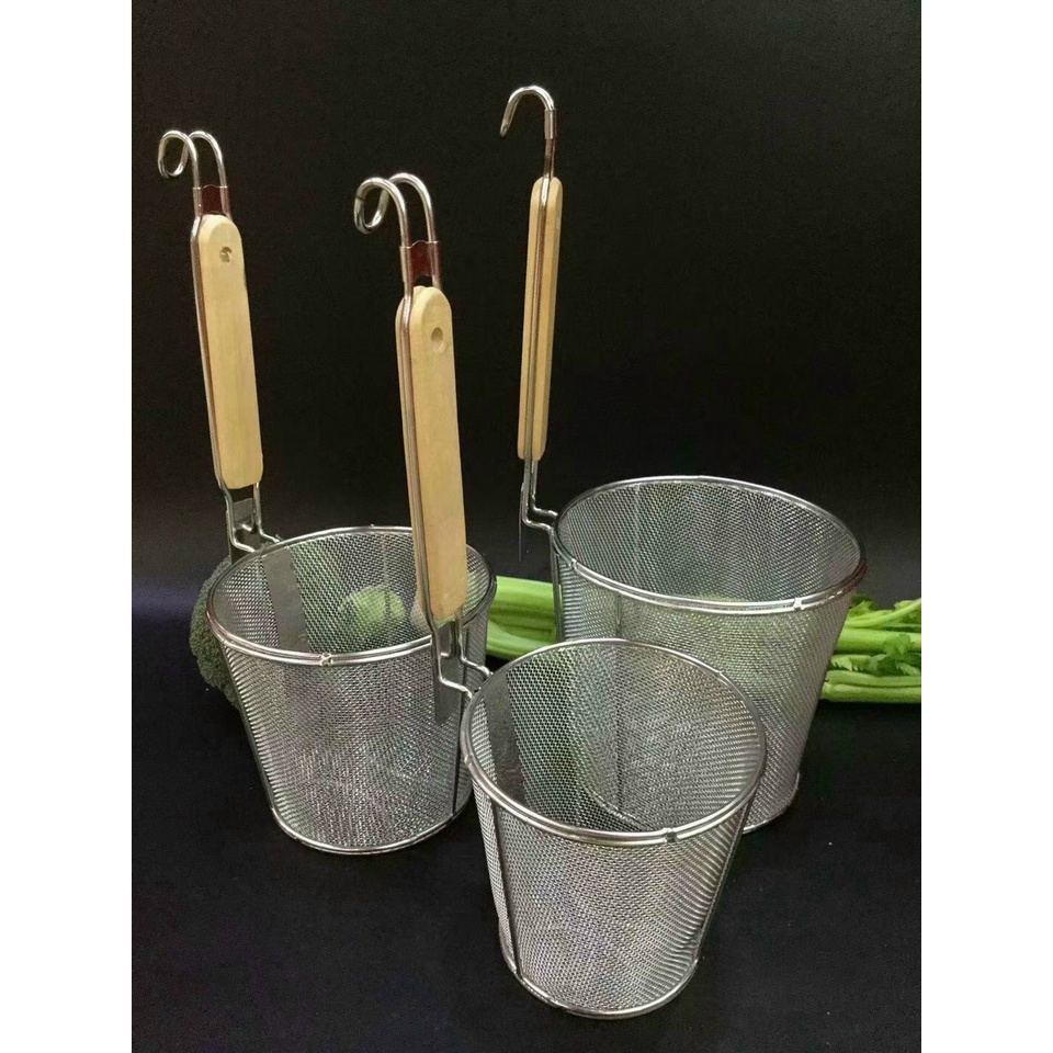 Vợt Trụng Hủ Tiếu, Mì Sâu Lòng, Inox Tốt - Lưới Mịn, Dày