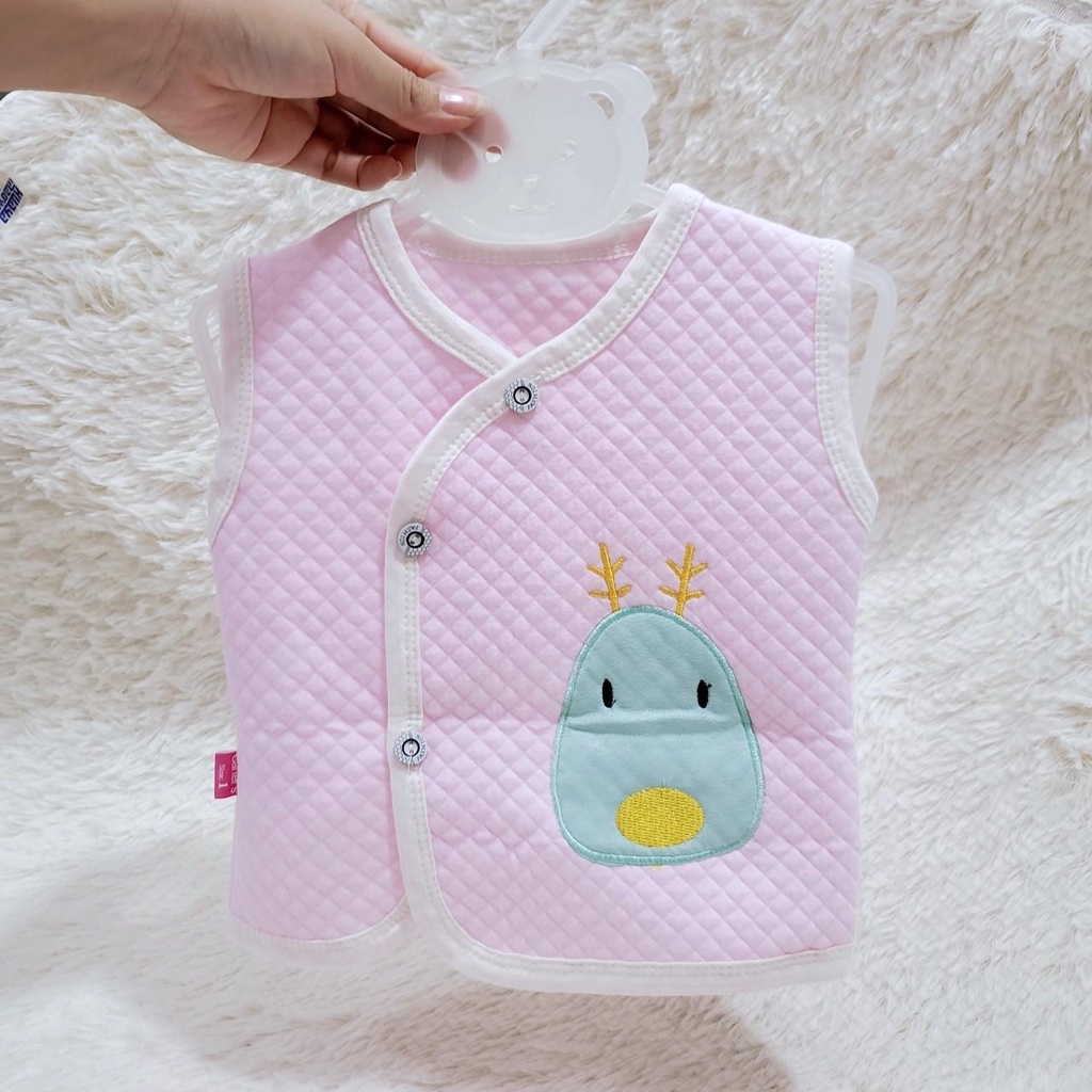 Áo gile sơ sinh xốp trần bông cài lệch thu đông cho bé (5-13kg)