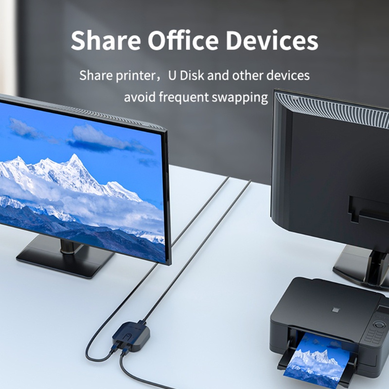 Bộ Chuyển Đổi Công Tắc Chia 2 Cổng USB Cho Máy In / Máy Tính