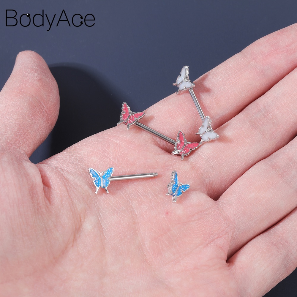 1 Khuyên Cơ Thể Hình Trái Tim Đính Pha Lê 14G Bằng Thép Không Gỉ Cá Tính