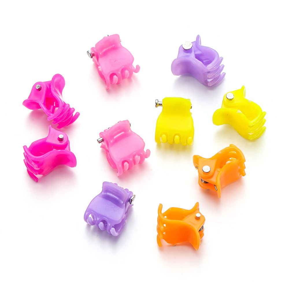 Set 10 kẹp tóc nhựa mini 1cm cho búp bê