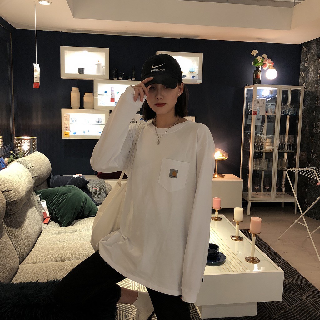 CARHARTT  long-sleeved t-shirt pure cotton Korean version loose wild ins tide pocket bottoming tide brand