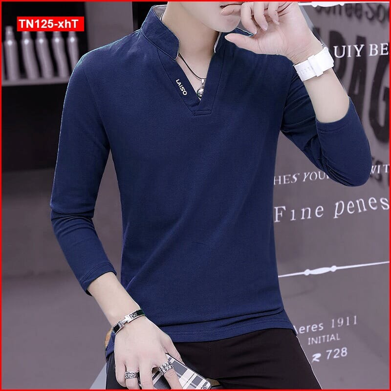 Áo thun nam tay dài TN125 cổ kiểu LAISO nhiều màu sắc sợi tre tổng hợp đẹp | BigBuy360 - bigbuy360.vn