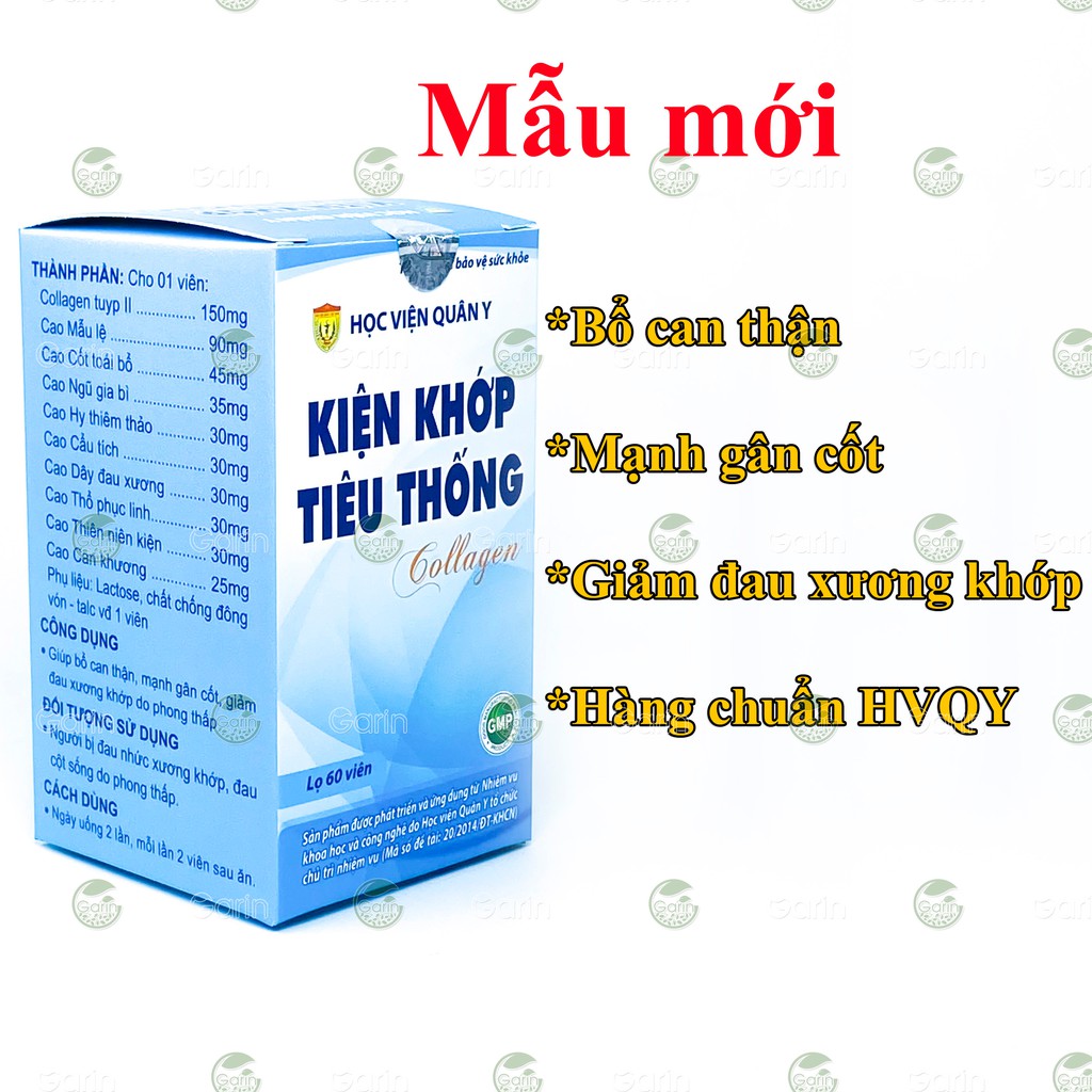 Liệu trình 2 tháng 4 hộp Kiện khớp tiêu thống Collagen Học Viện Quân Y (60 viên x 4) giúp giảm đau xương khớp