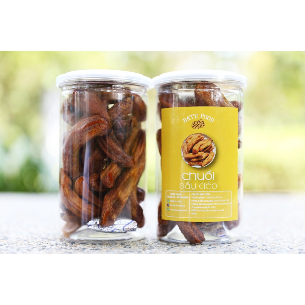 Chuối Sấy Dẻo Đà Lạt Hũ 450g, Hàng Loại 1, Ngọt, Không Chất Bảo Quản