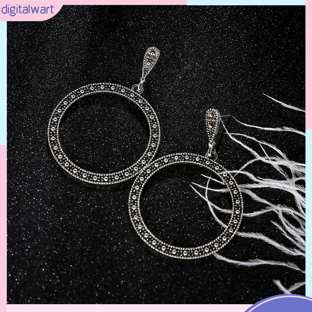 Đôi bông tai vòng tròn đính đá kiểu dáng cổ điển cho nữ