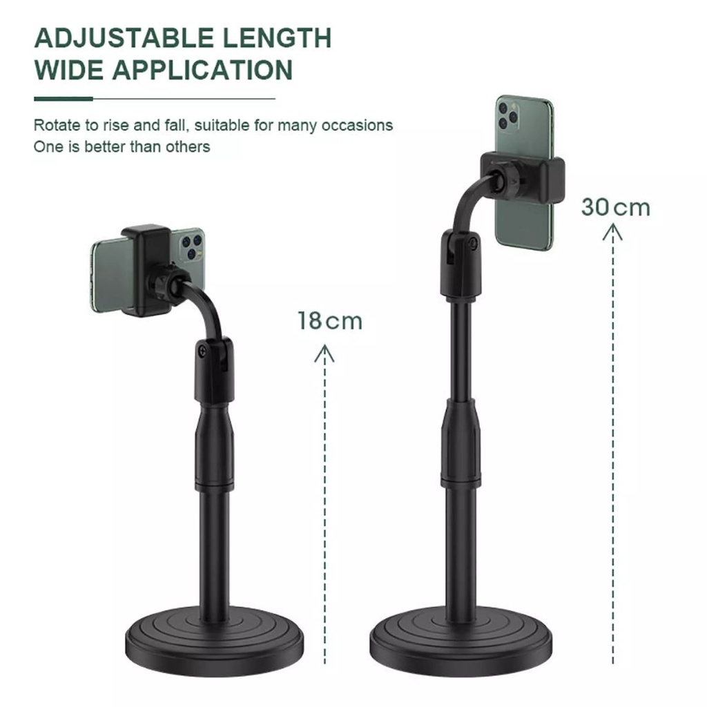 Giá đỡ điện thoại Microphone Stands, kẹp điện thoại xoay 360 độ, đế tròn để bàn tiện ích