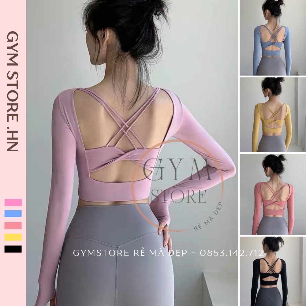 Áo Thun Ôm Body Croptop Dài Tay ❤️CÓ MÚT❤️Thể Thao Nữ Tập Gym Yoga Thun Mềm Mịn Siêu Co Giãn Tôn Dáng 𝐆𝐘𝐌𝐒𝐓𝐎𝐑𝐄 772