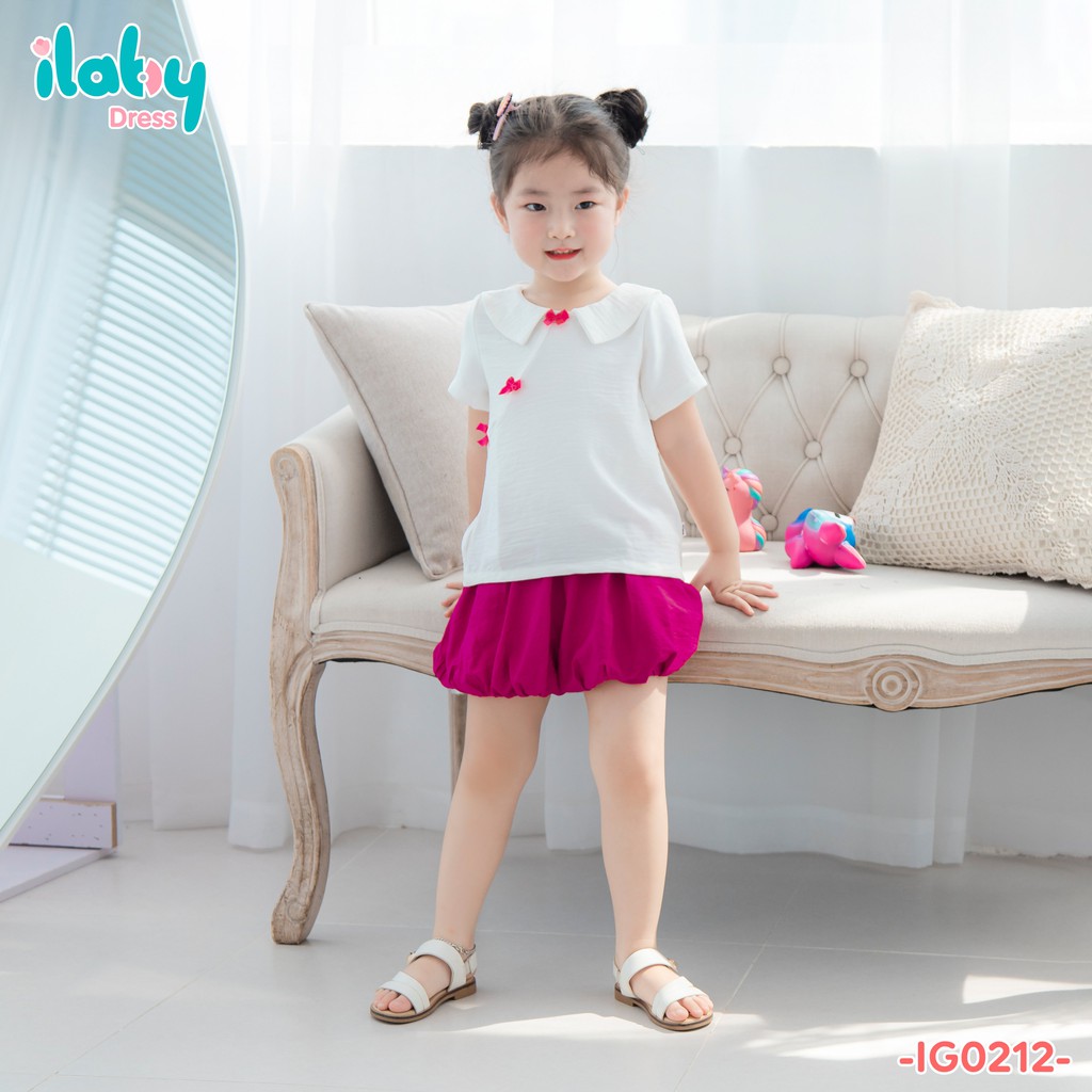 Set bộ Trung Hoa cho bé gái ILABY áo cắt chéo kèm quần bom xinh xắn [IG0212]