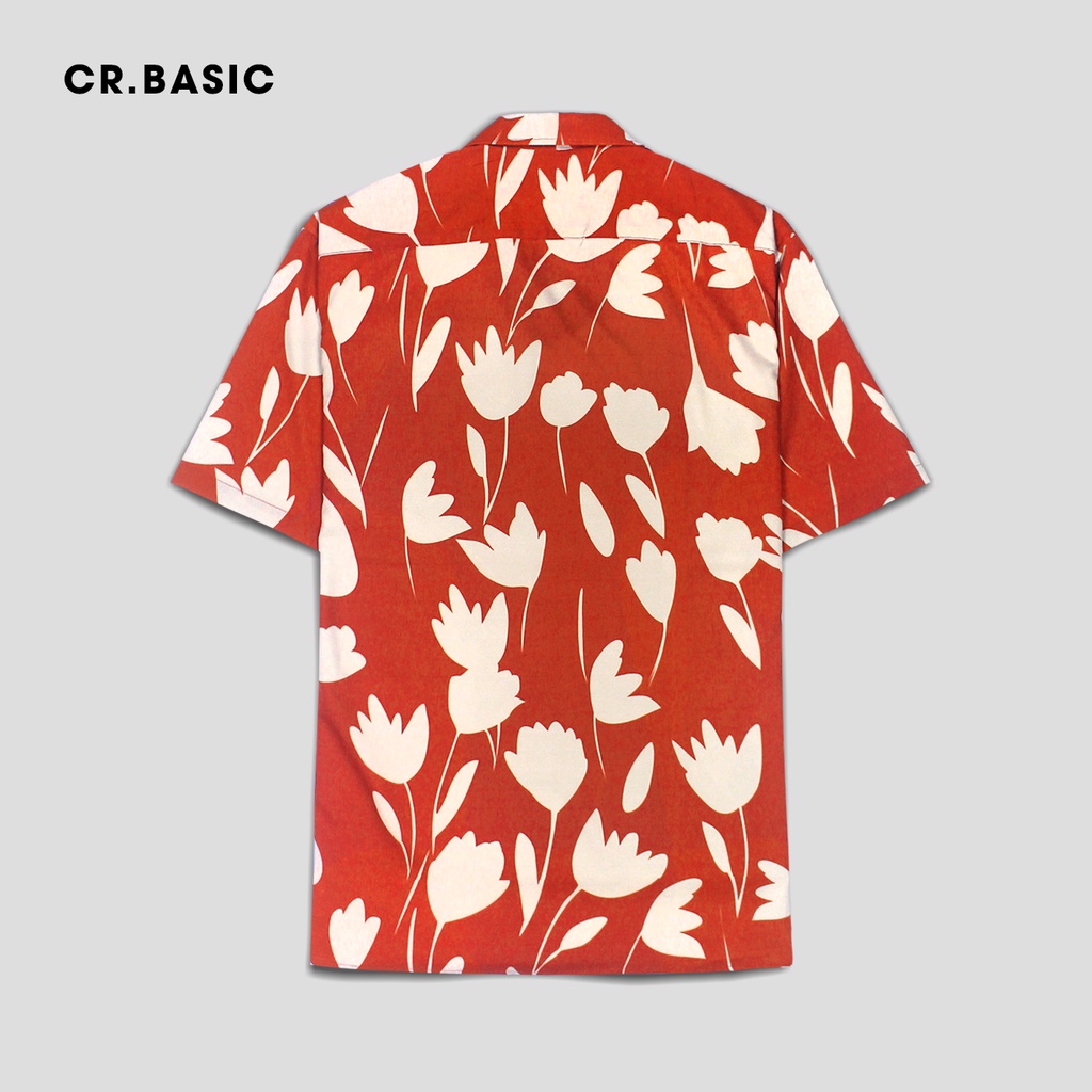 Áo sơ mi tay ngắn nam nữ CR.BASIC form rộng sơ mi họa tiết ngắn tay unisex cộc tay USM604