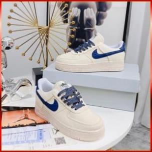 Giày Thể Thao Nam Nữ 𝗔𝗙𝟭 𝗖𝗮𝗻𝘃𝗮𝘀 Navi, Giày Vải Canvas Vệt Xanh Navi Full Bill Box