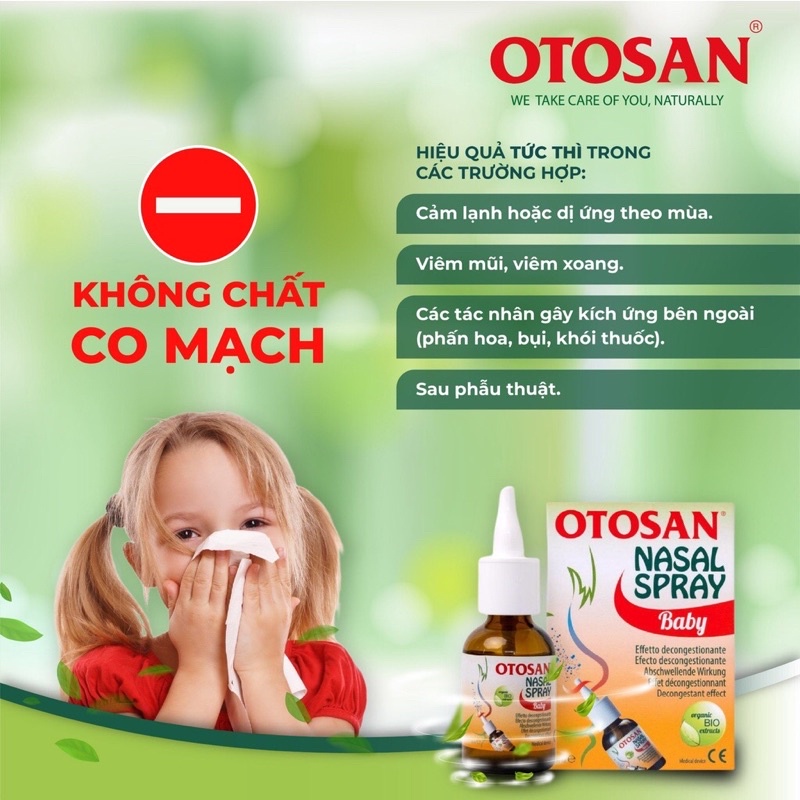 Xịt mũi OTOSAN Nasal Spray Baby - Thông mũi , Không khô mũi