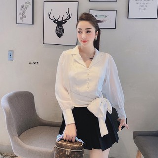 set áo sơmi cách điệu kèm chân váy xòe thiết kế ,hàng hot  được hỗ trợ ship