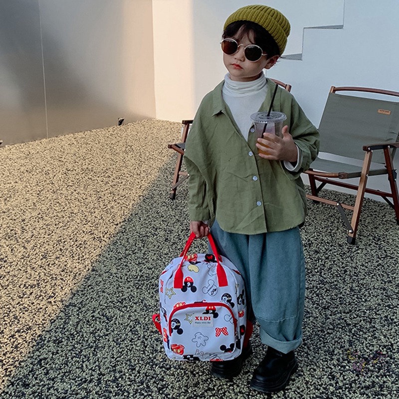 Bộ 3 món ba lô + túi đeo chéo + ví họa tiết hoạt hình phong cách Hàn Quốc cho bé