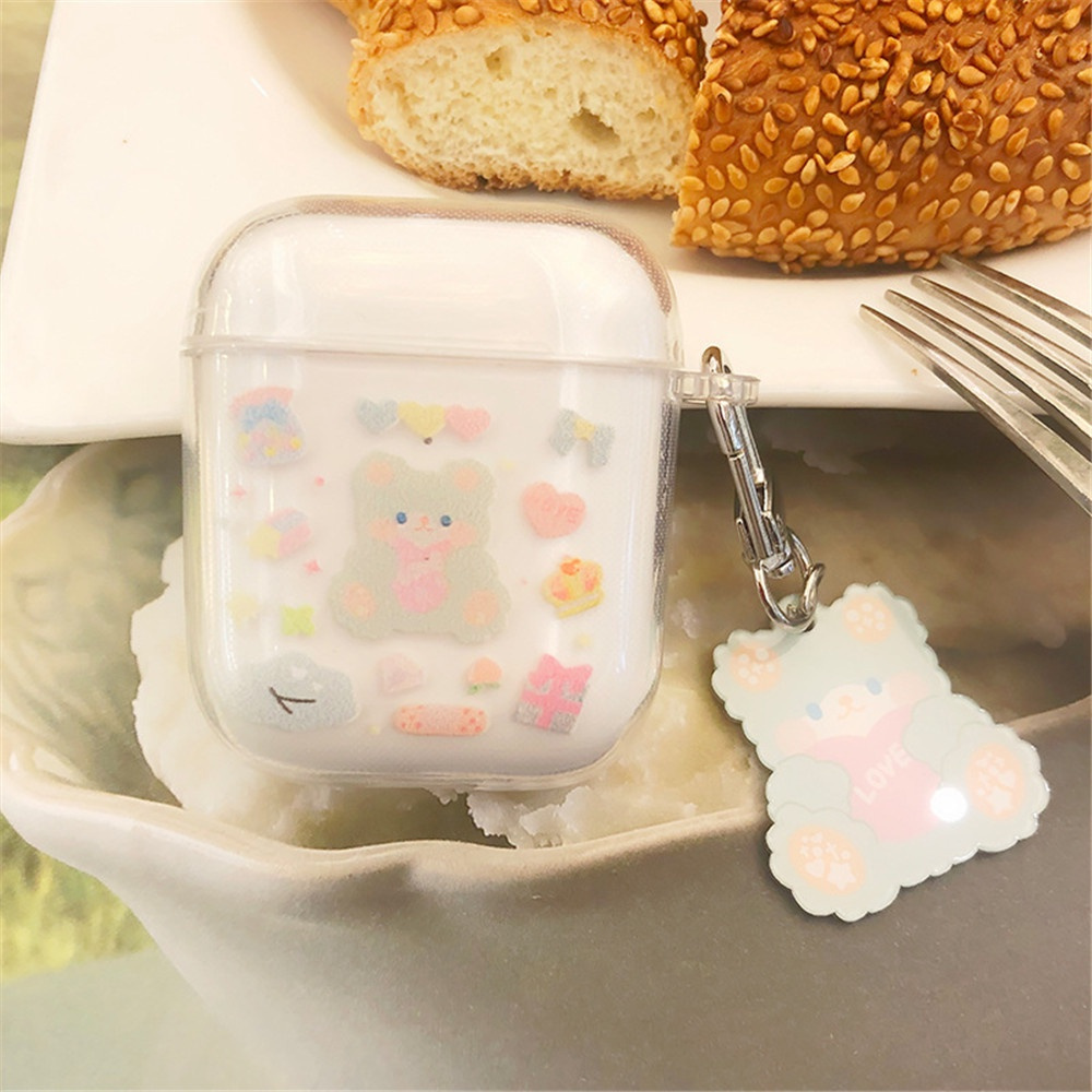 Vỏ Bảo Vệ Hộp Đựng Tai Nghe Airpods 1 &amp; 2 &amp; 3 Trong Suốt Hình Gấu Đáng Yêu