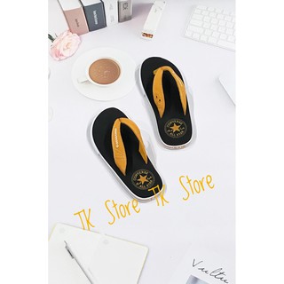 mới - Dép Converse đen logo vàng tròn chính hãng