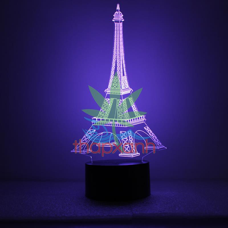 Đèn ngủ, Đèn trang trí Led 3D, Đèn ngủ 16 màu mini có điều khiển Tháp Eiffel