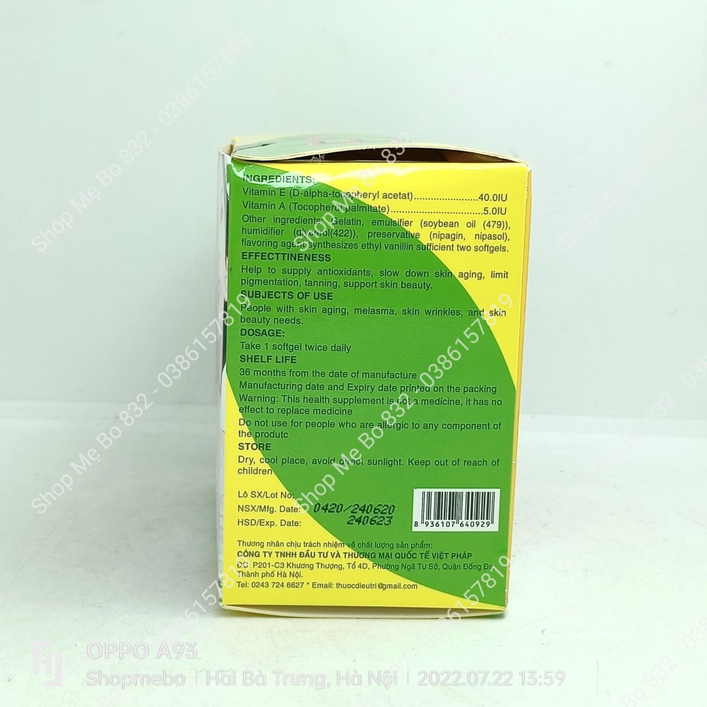 TPBVSK E Natural 400 10 viên x 10 vỉ