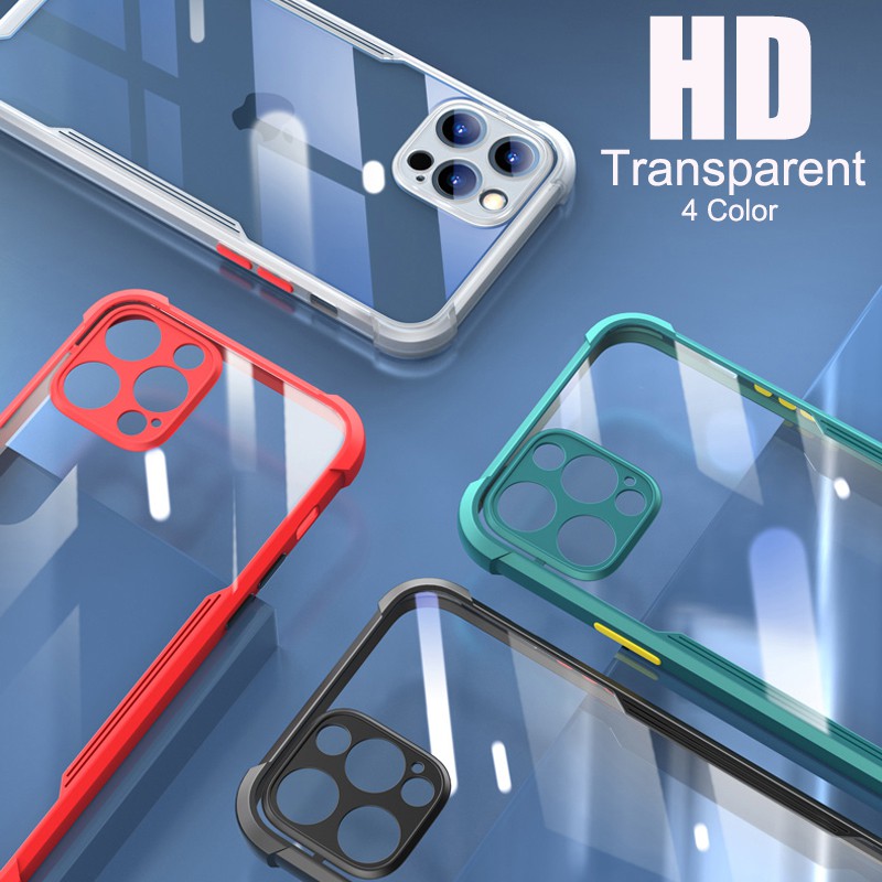 Ốp điện thoại trong suốt viền silicon có túi khí chống sốc cho iPhone 12 11 12 Mini Pro Max XS SE 2020 7 8 Plus | BigBuy360 - bigbuy360.vn