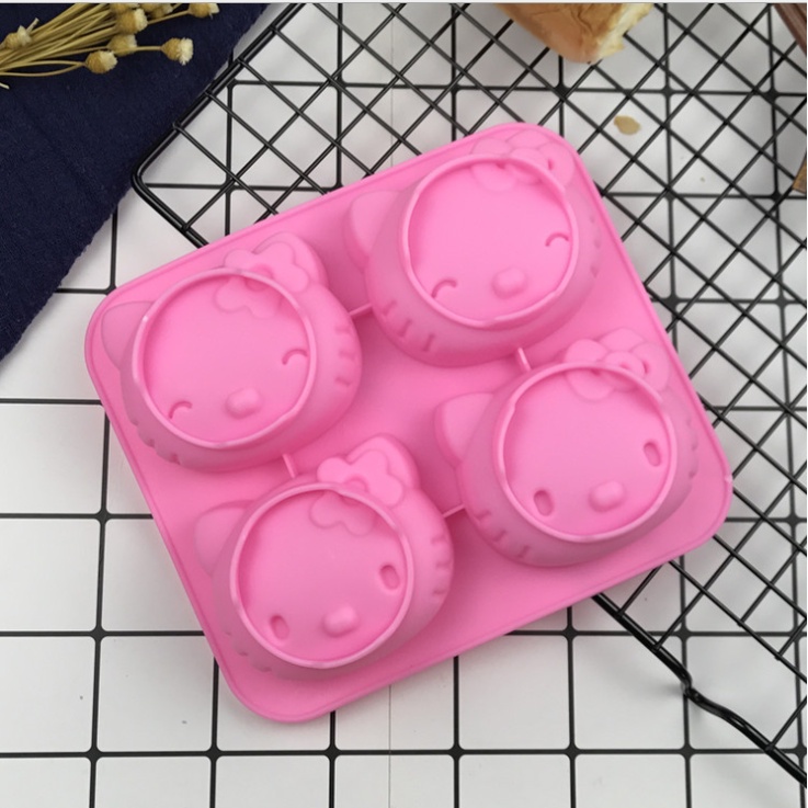 Khuôn silicon làm đá/làm bánh hình hello kitty