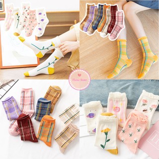 [Vớ Nữ] Tất Bèo Nữ Cổ Cao Thêu Họa Tiết Dễ Thương Xinh Xắn