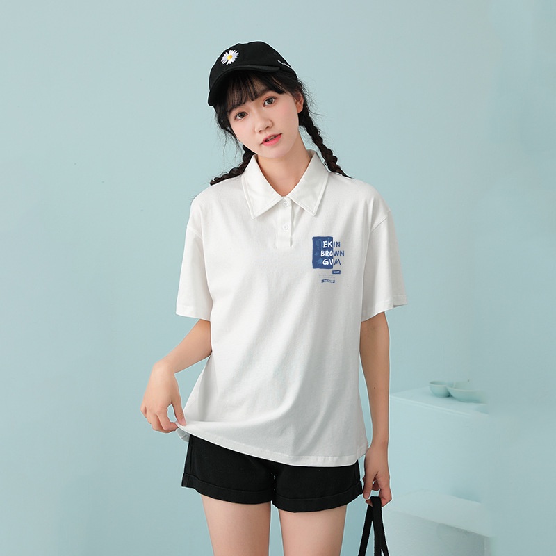 Áo Thun Polo Nam Nữ Form Rộng Chất Cotton Mềm Mát In Hình Thanh Lịch Sang Mịn Đơn Giản Phong Cách Thời Thượng TTQ0372