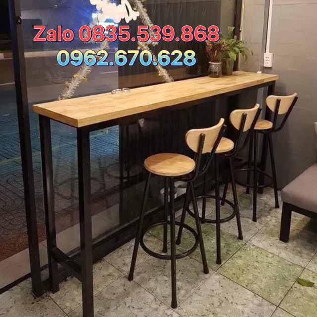 Bàn ghế cao bàn ghế cafe  bàn d1m5 r40 c1m15 + 3 ghế