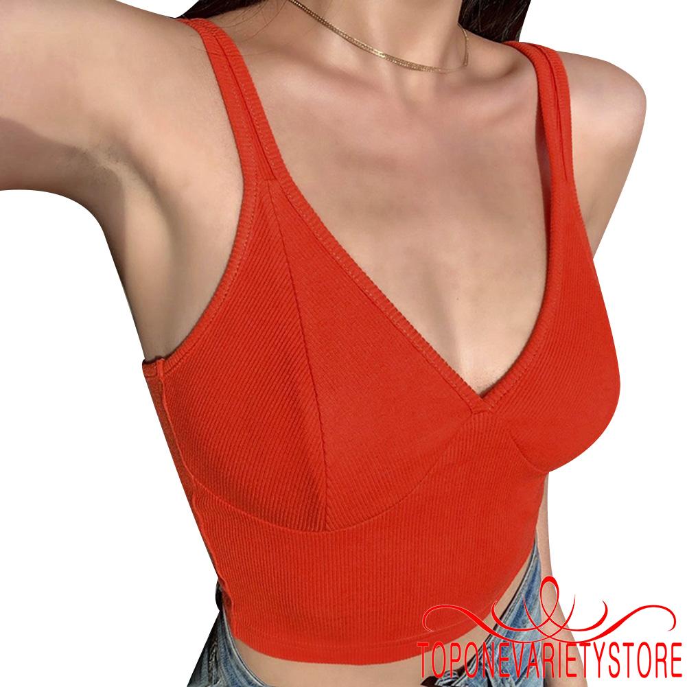Áo Croptop Không Tay Cổ Chữ V Gợi Cảm Dành Cho Nữ