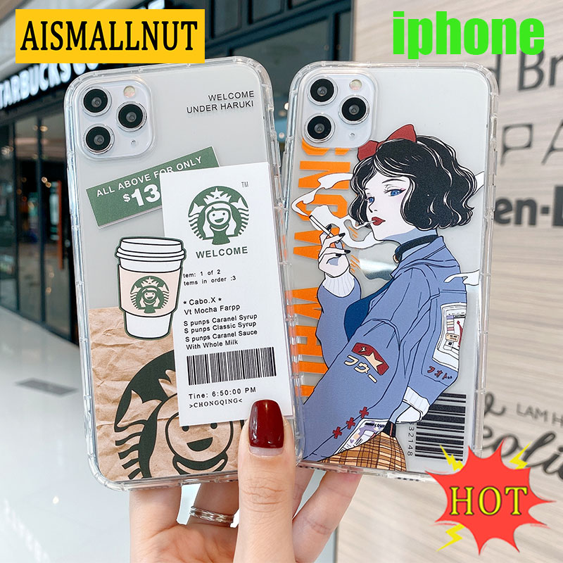Ốp điện thoại mềm chống rơi trong suốt hình cô gái cho IPhone6 7 8 6plus 7plus 8 8plus X XS XR XSMAX 11 11Pro 11Promax | BigBuy360 - bigbuy360.vn