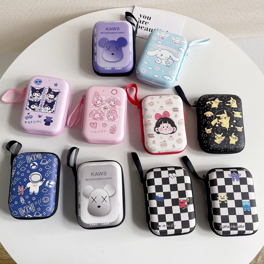 Túi Đựng Mini Cứng Hình Vuông Bằng EVA Cứng Hình Hoạt Hình Có Dây Đeo Tay