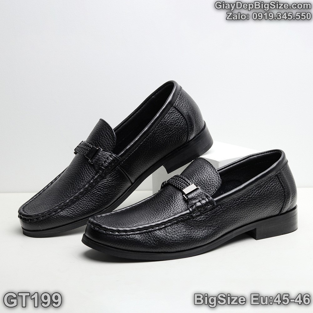 Giày tây lười công sở, giày xỏ penny loafer big size cỡ lớn Eu:45-46 cho nam cao to chân ú bè - GT199
