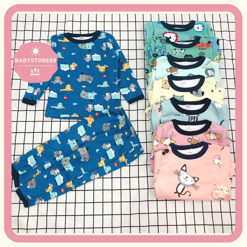 Bộ nỉ bông thu đông cho bé trai, bé gái 1 2 3 4 5 tuổi – Chất giữ nhiệt tốt, không bai, không xù lông size 8 -19 kg