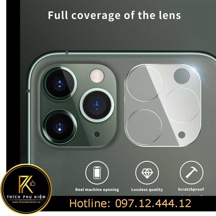Kính Cường Lực Camera iPhone 11/ iPhone 11 Pro/ iPhone 11 Pro Max - Full Cam và Mắt Cam