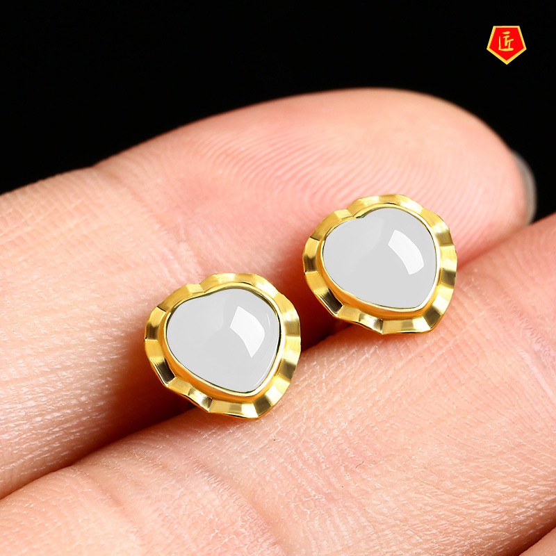 (Hàng Có Sẵn) Bông Tai Ngọc Bích 999 Màu Vàng